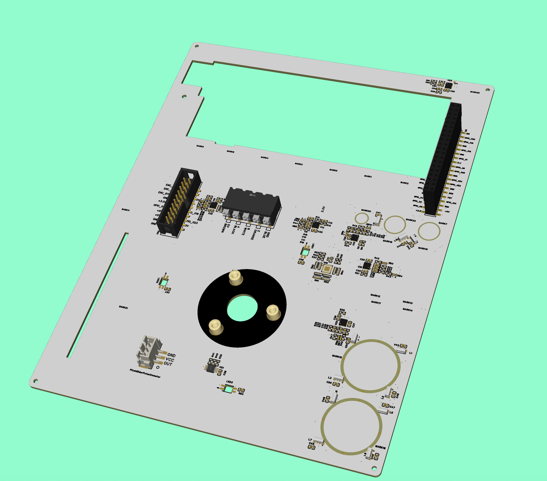 The fabricated custom interface PCB.
